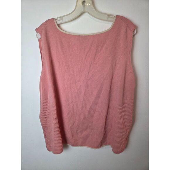 Sigrid Olsen Women Pink w/White Trim Silk Blend 2 Piece Top/Cardigan Set size 3X - Picture 3 of 8